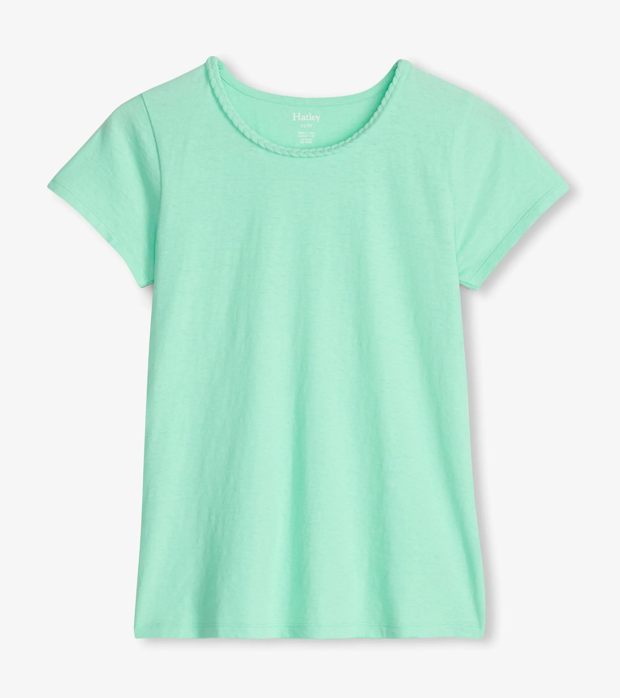 Braided Neck Tee - Ice Green Women Tops