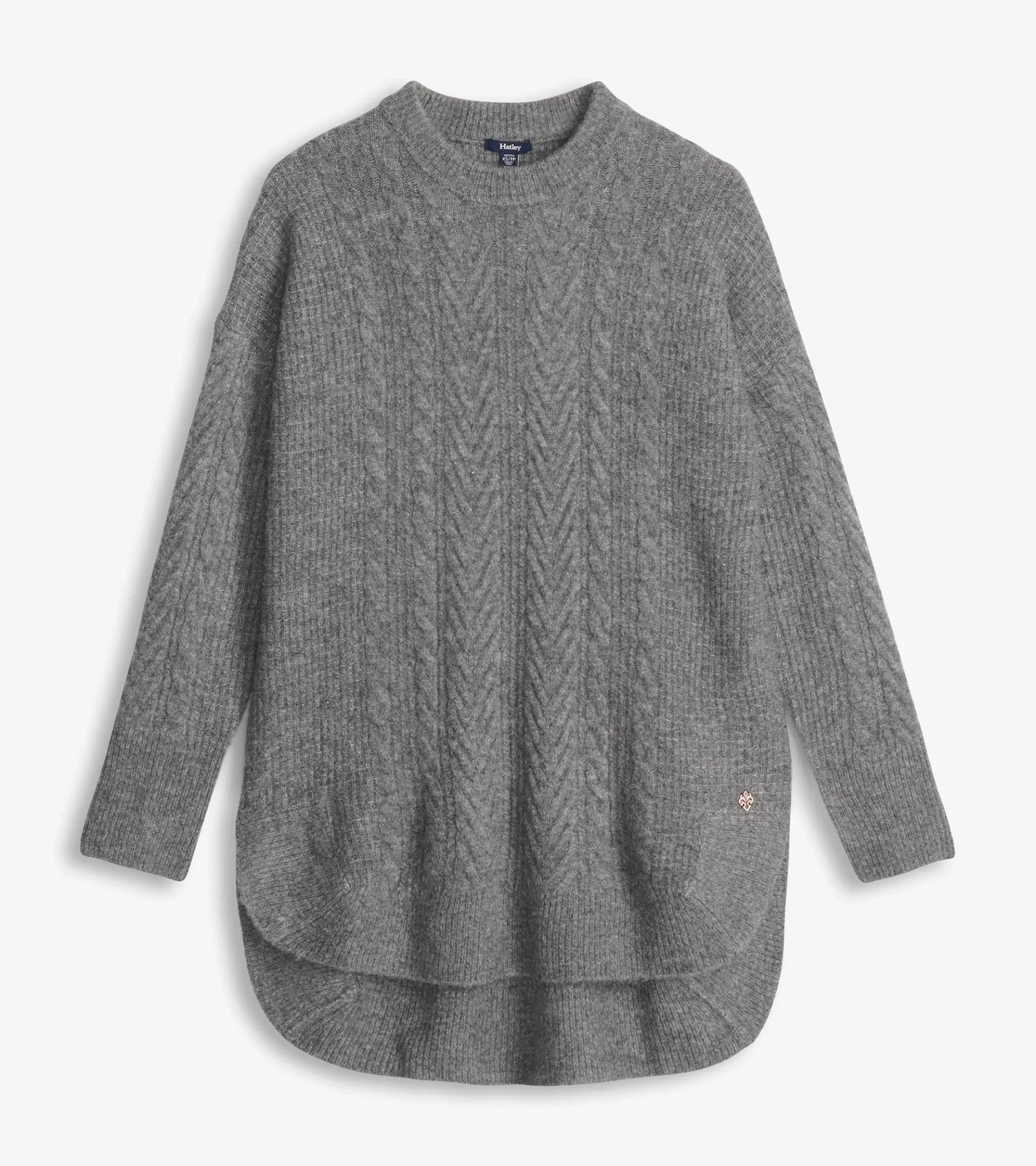 Cable Knit Tunic - Charcoal Heather Women Sweaters|Tops