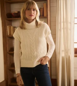 Online Cable Knit Vest - Winter White Women Sweaters|Tops