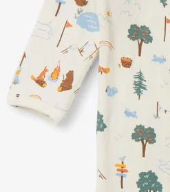 Online Camping Animals Newborn Zip-Up Footed Sleeper Sleepwear|Sleepwear