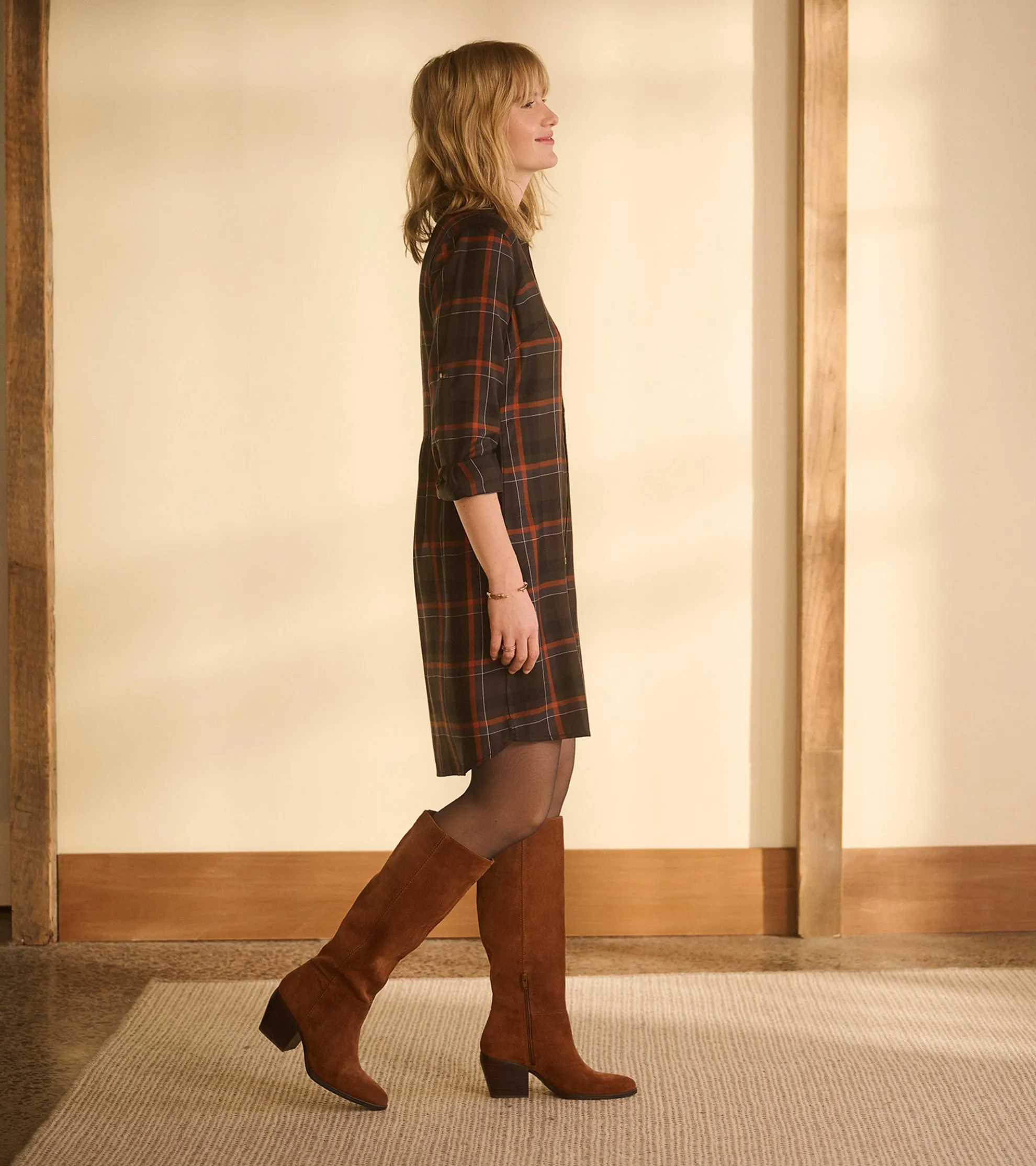 Discount Cara Shirt Dress - Autumn Plaid Women Dresses