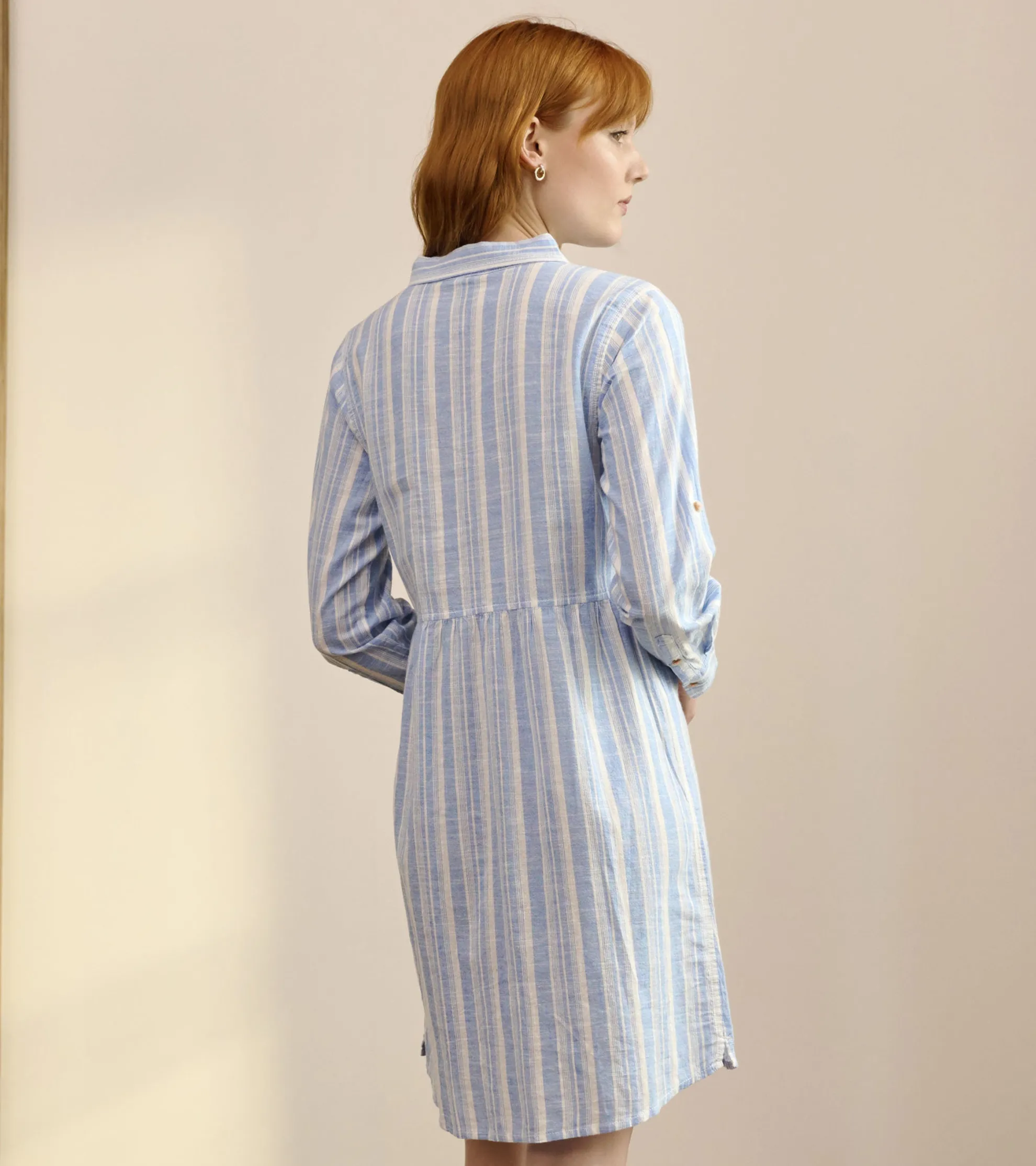 Outlet Cara Shirt Dress - Light Blue Stripes Women Dresses
