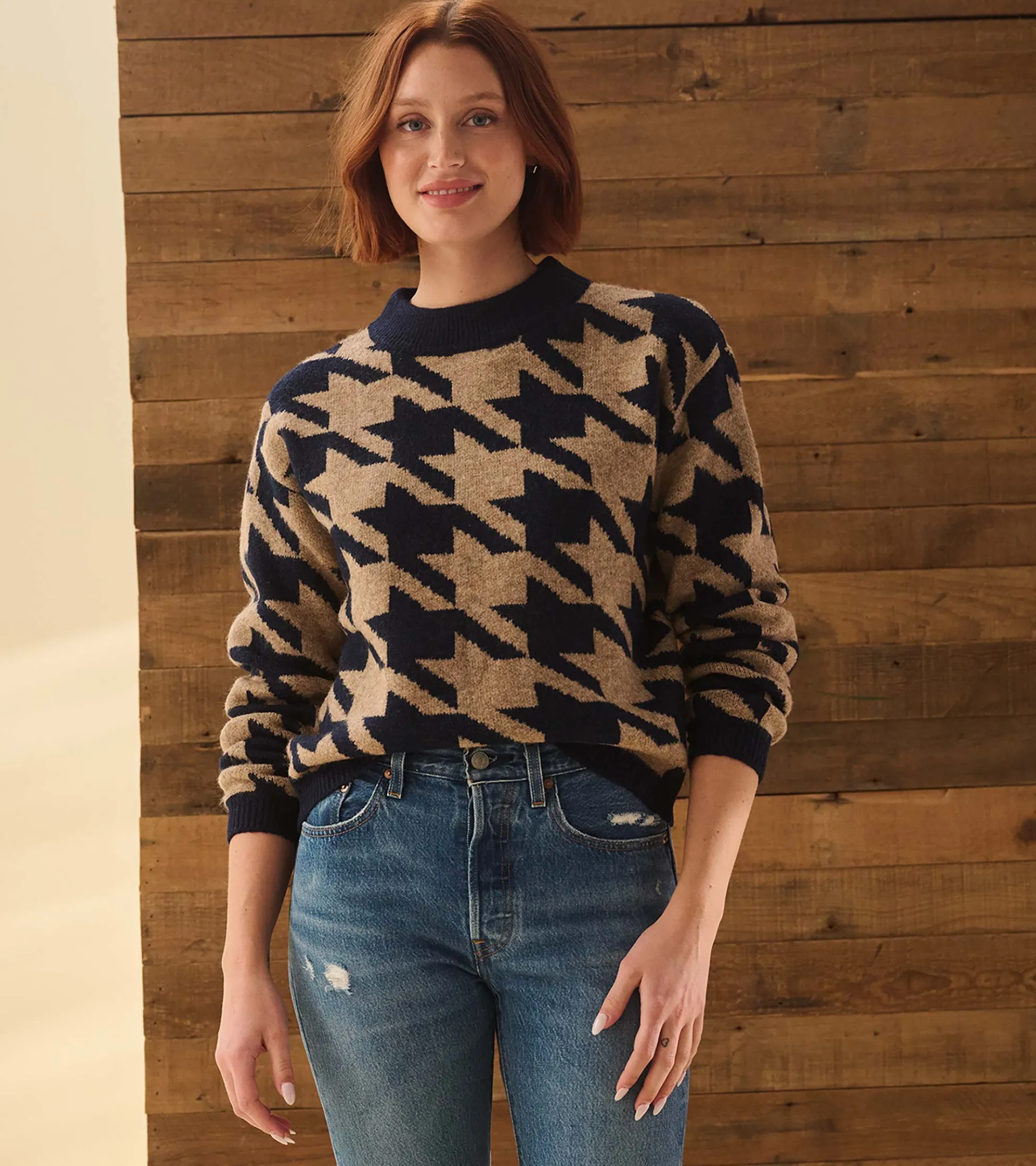 Clearance Carmi Pullover - Large Houndstooth Women Sweaters|Tops