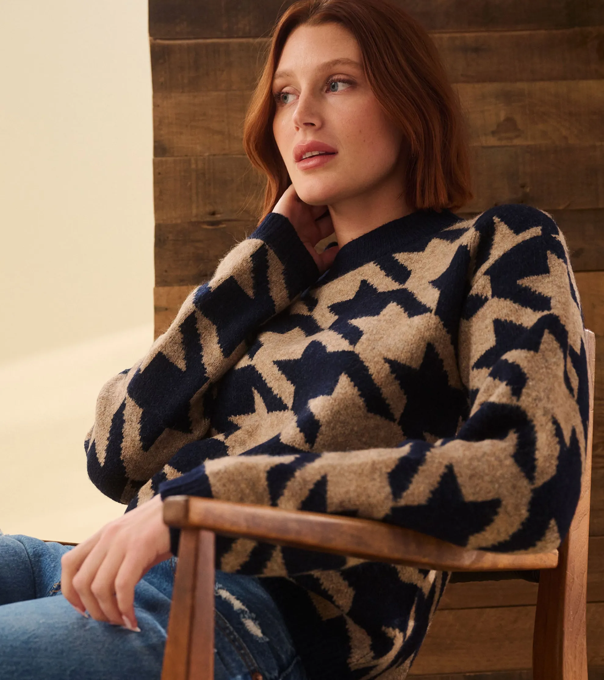 Clearance Carmi Pullover - Large Houndstooth Women Sweaters|Tops