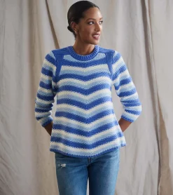 Outlet Chevron Swing Sweater - Navy Blue Women Sweaters