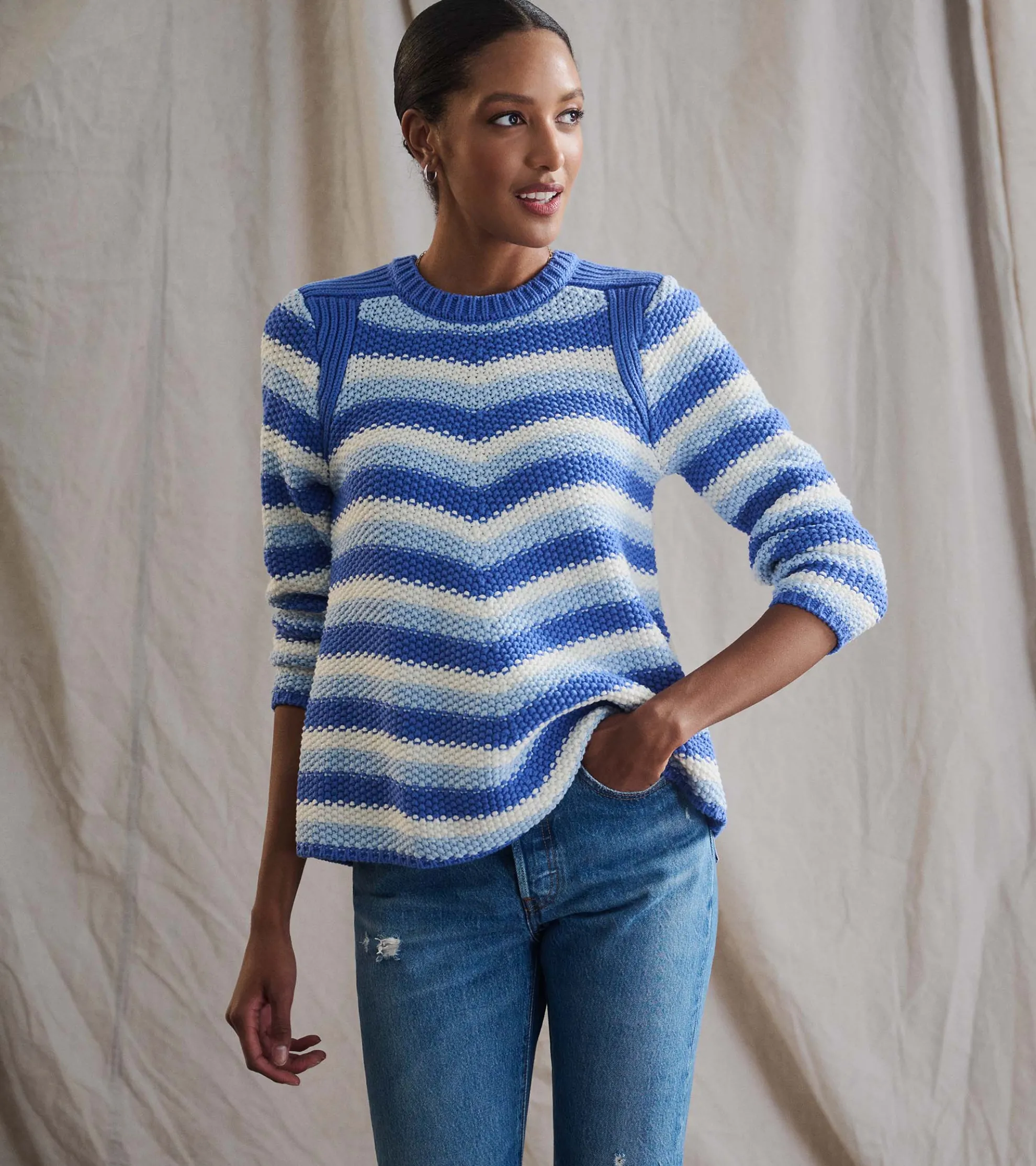 Outlet Chevron Swing Sweater - Navy Blue Women Sweaters