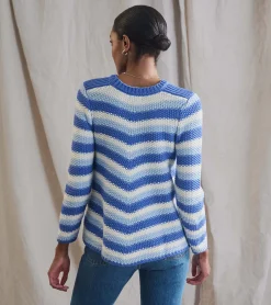 Outlet Chevron Swing Sweater - Navy Blue Women Sweaters