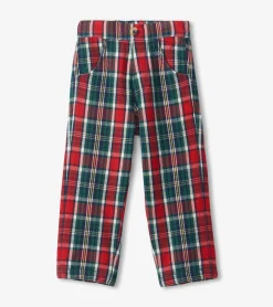 Online Christmas Plaid Straight Leg Pants Bottoms