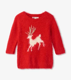 Clearance Christmas Reindeer Fuzzy Sweater Dress Dresses|Sweaters