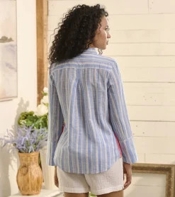 Hot Cindy Blouse - Light Blue Stripes Women Tops