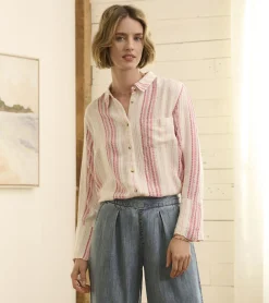 Clearance Cindy Blouse - Rose Ribbon Stripe Women Tops