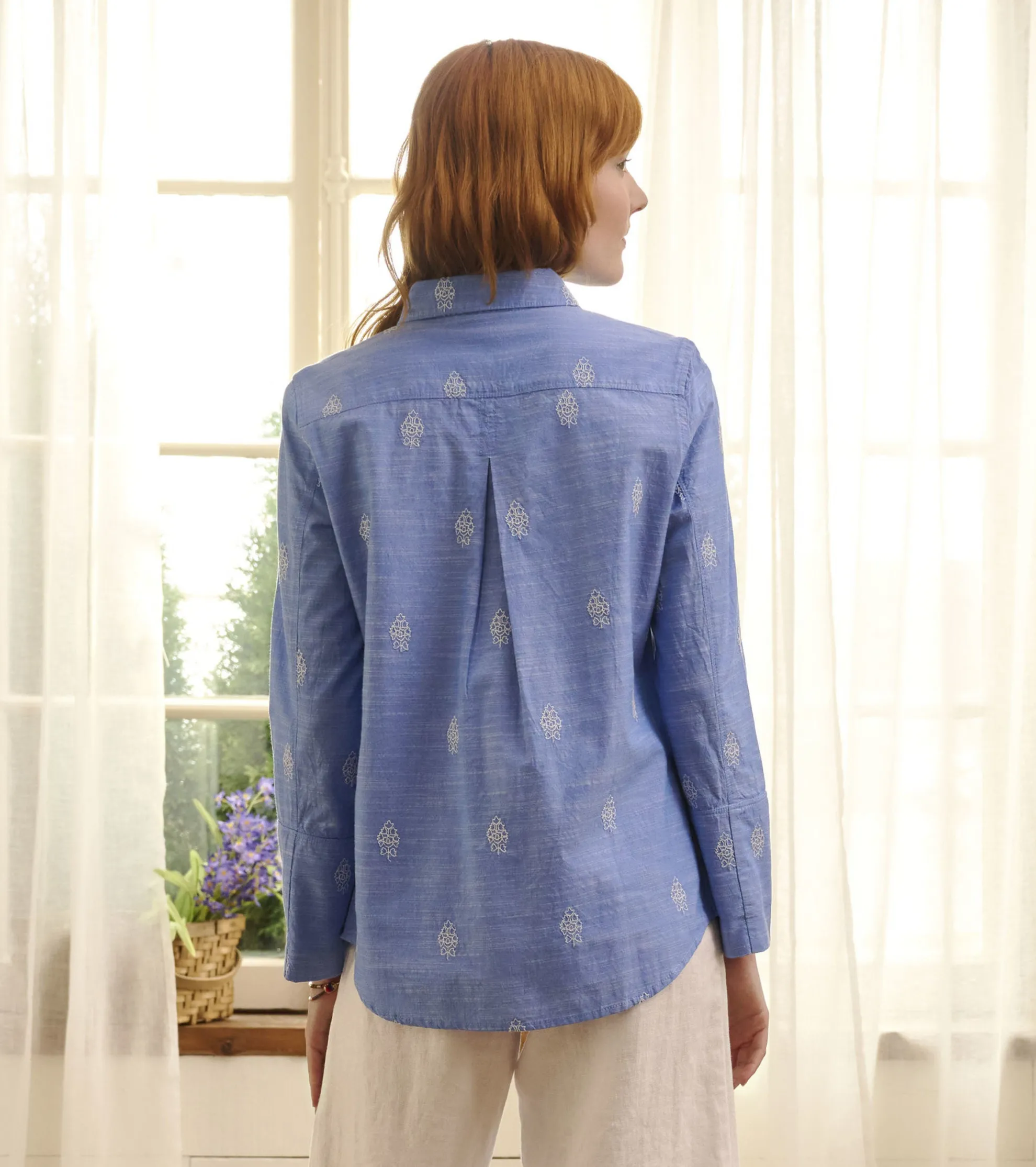 Discount Cindy Blouse - White Embroidered Flowers Women Tops