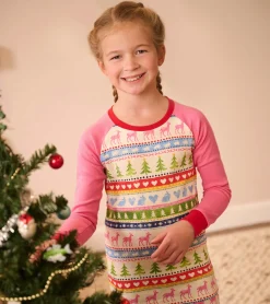 Discount Cream Painted Fair Isle Raglan Kids Organic Cotton Pajama Set Sleepwear|Sleepwear