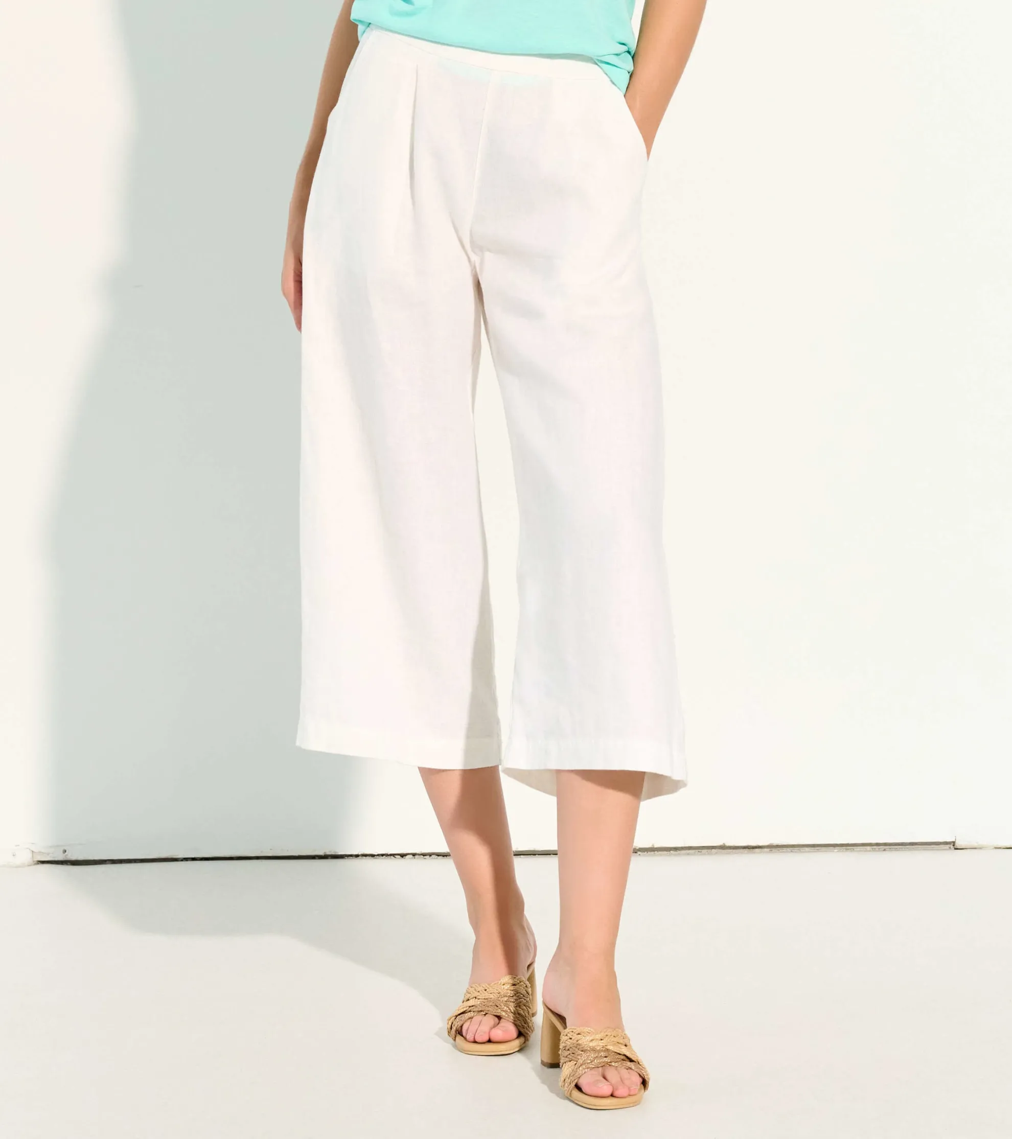 Outlet Cropped Wide Leg Pants - White Women Bottoms