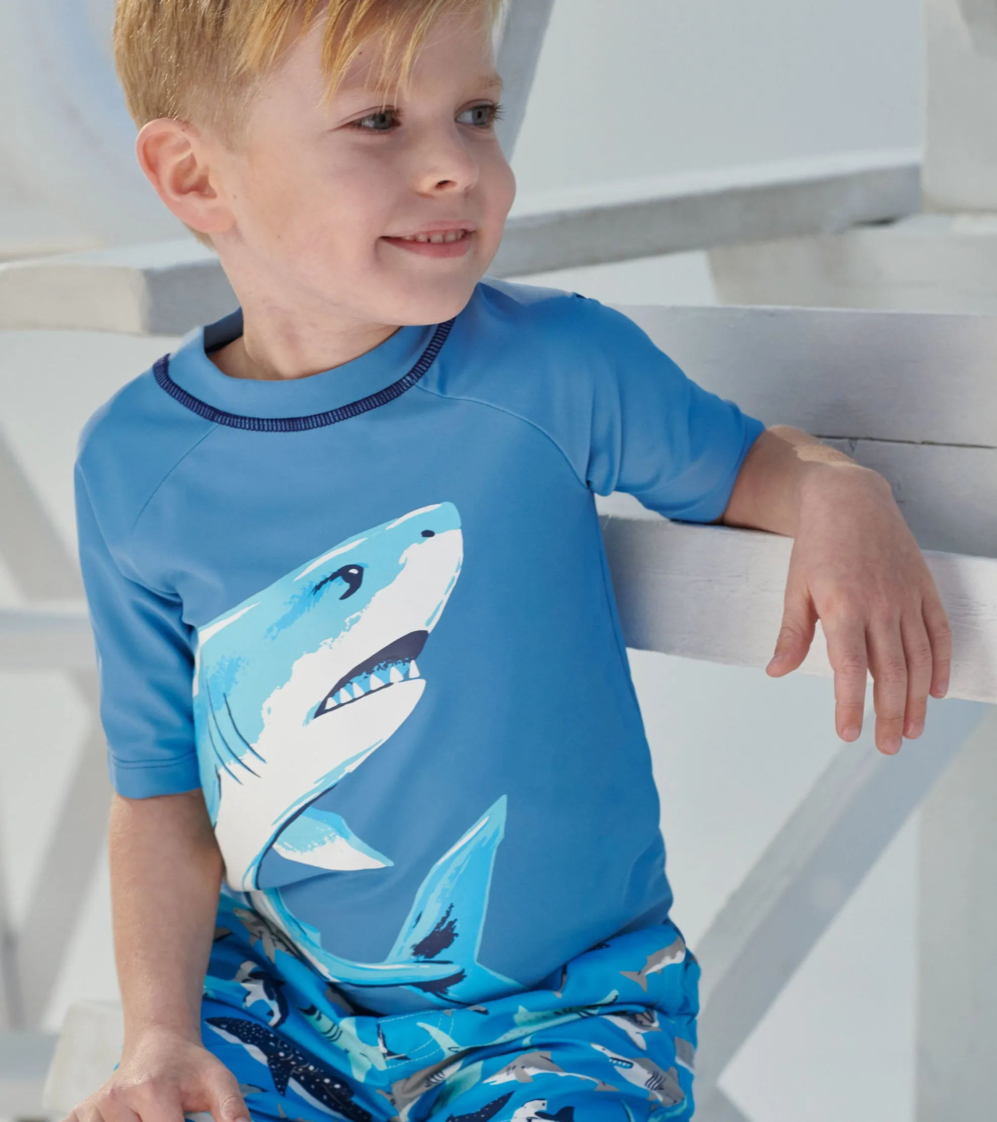 Discount Deep Sea Shark Short Sleeve Rashguard BOY Swimwear|Swimwear
