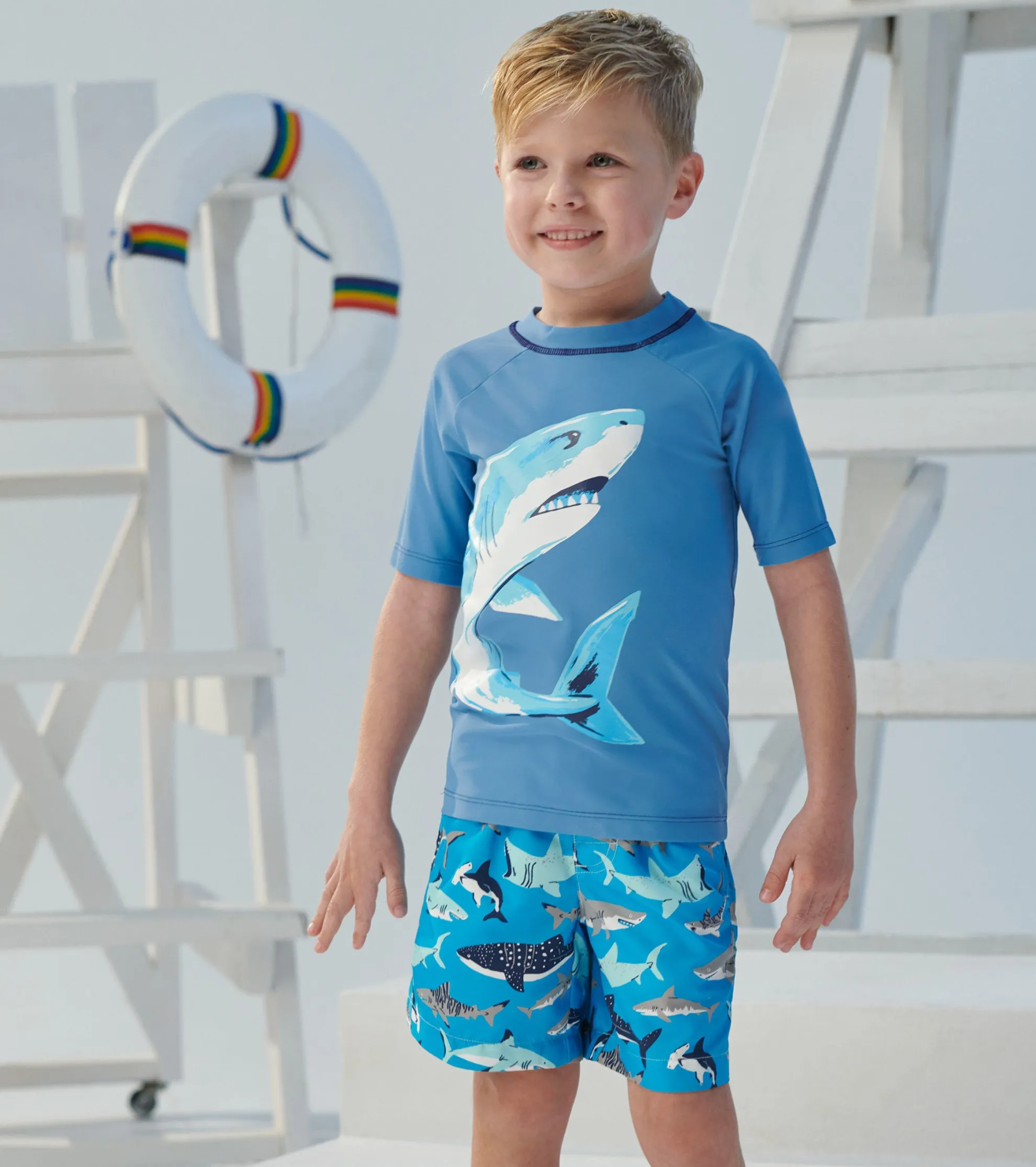 Discount Deep Sea Shark Short Sleeve Rashguard BOY Swimwear|Swimwear