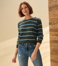 New Devon Sweater - Teal Heather Stripes Women Sweaters
