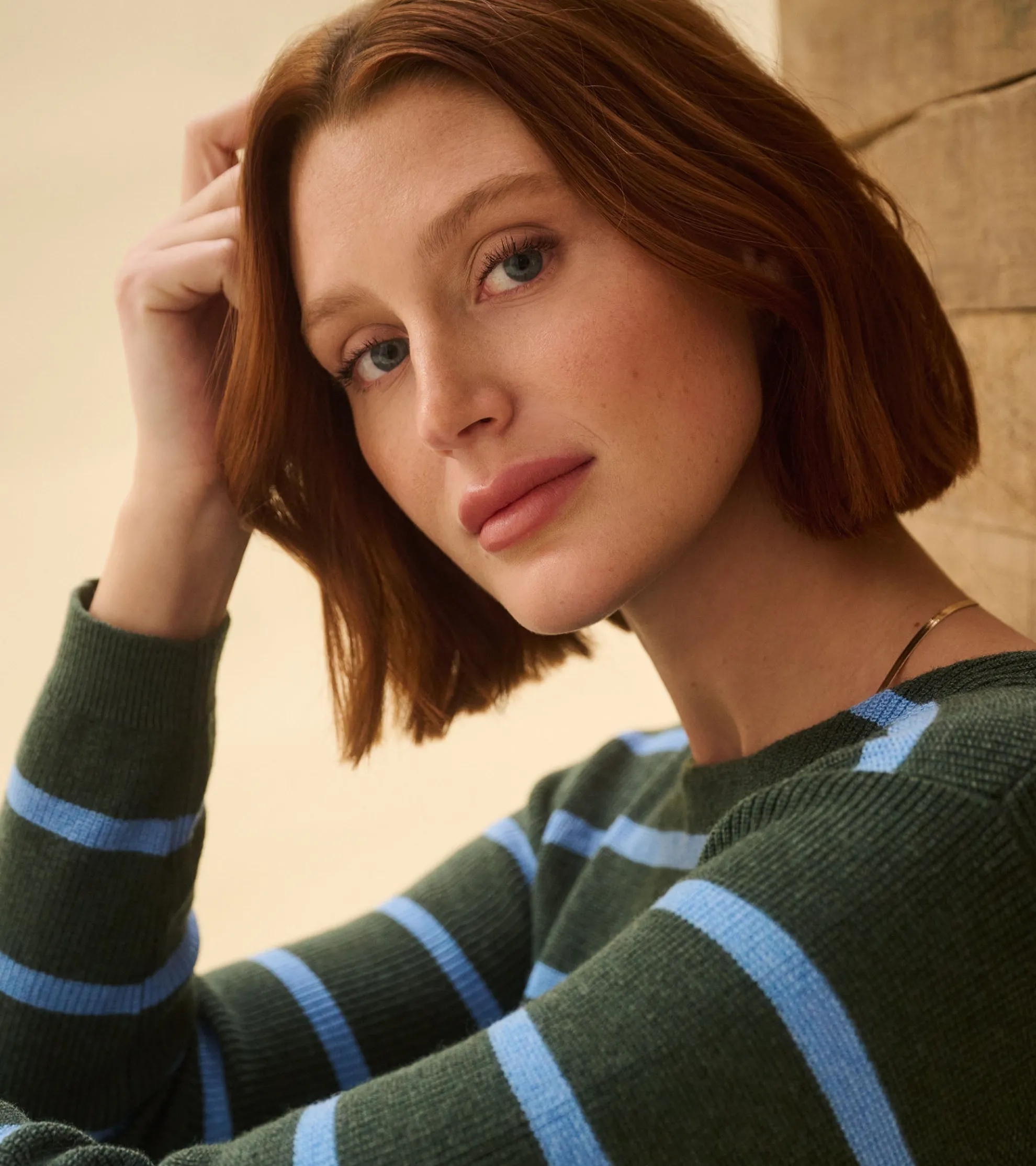New Devon Sweater - Teal Heather Stripes Women Sweaters