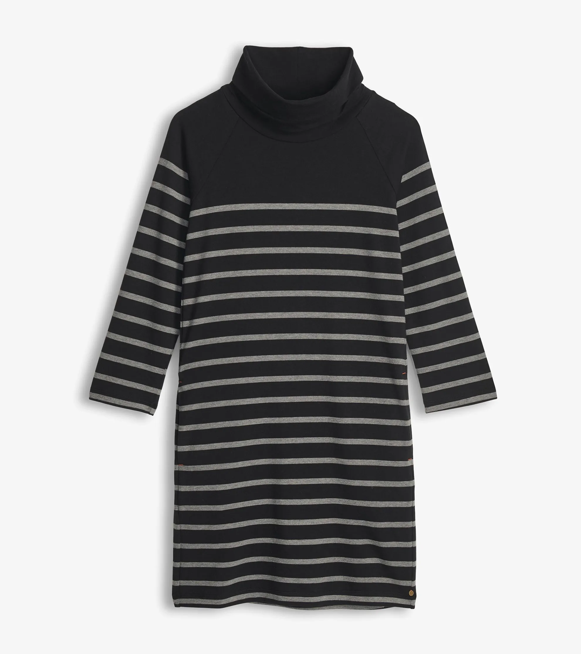 Outlet Draped Collar Dress - Caviar Stripe Women Dresses