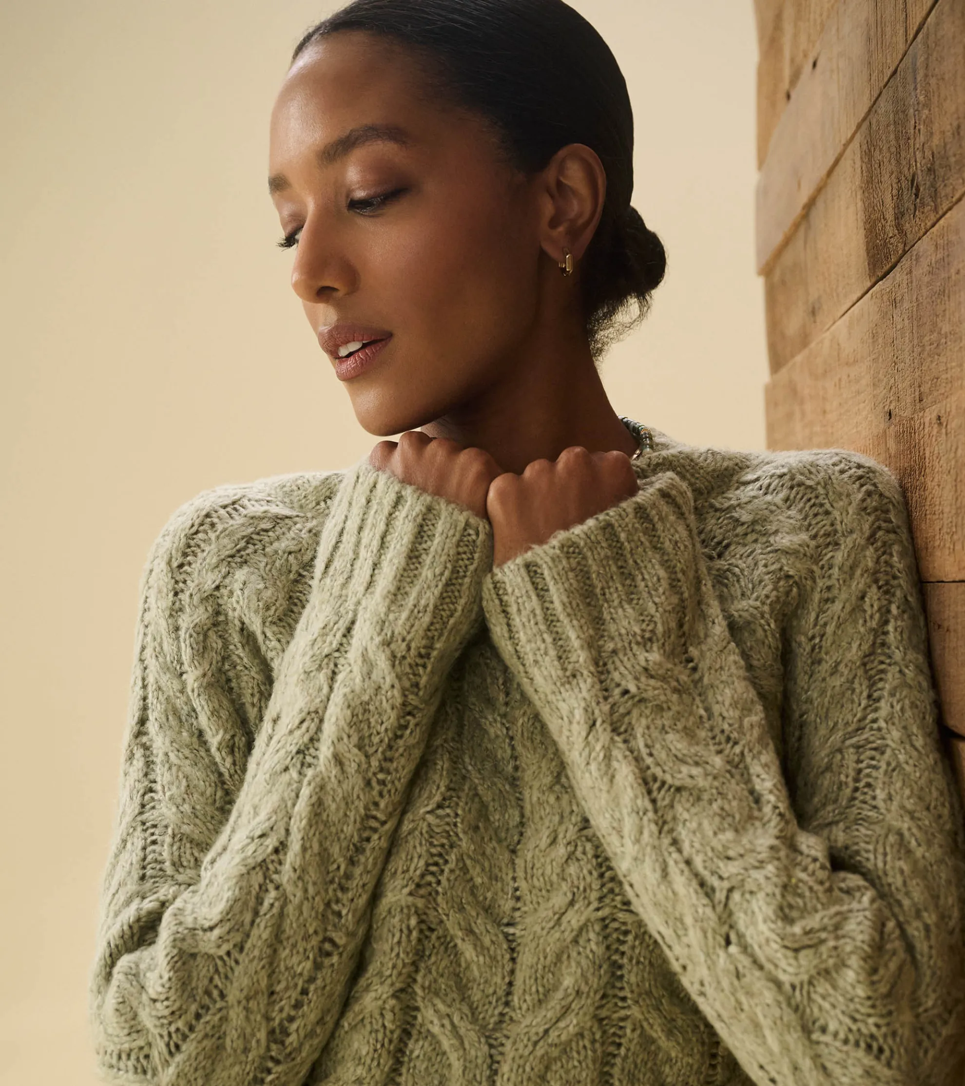 Clearance Dylan Cable Knit Sweater - Moss Green Women Sweaters