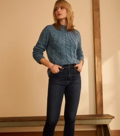 Online Dylan Cable Knit Sweater - Blue Heather Women Sweaters