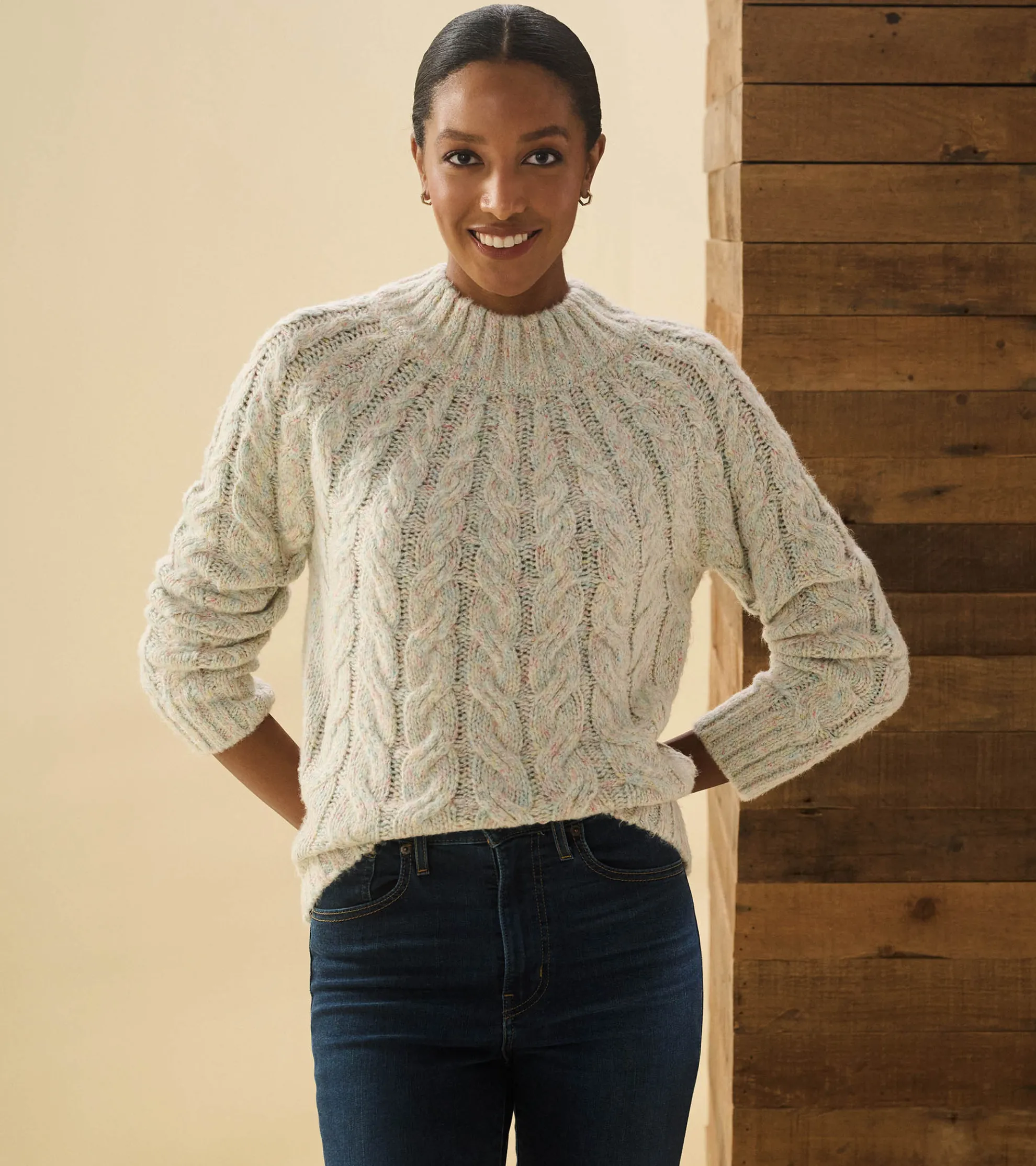 Outlet Dylan Cable Knit Sweater - Clear Rainbow Women Sweaters