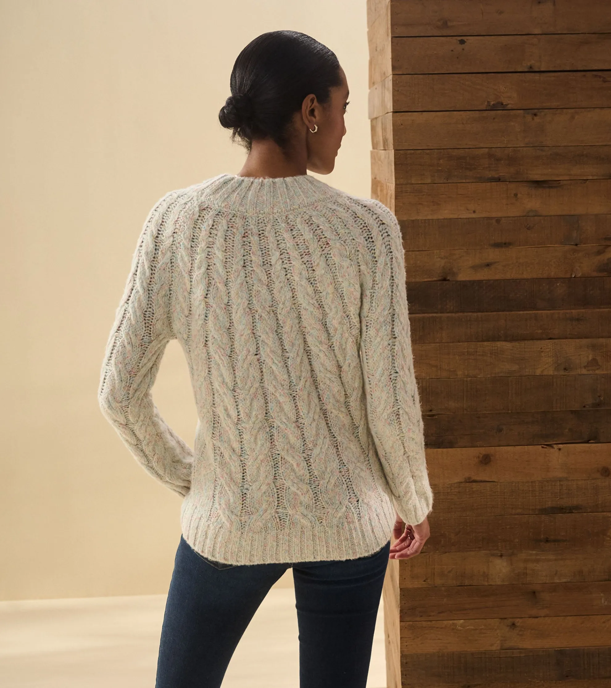 Outlet Dylan Cable Knit Sweater - Clear Rainbow Women Sweaters