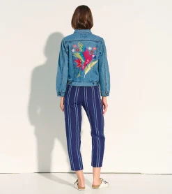 Outlet Embroidered Denim Jacket Women Outerwear