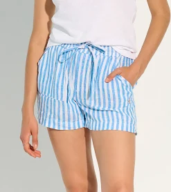 Sale Everywhere Shorts - French Blue Stripes Women Bottoms