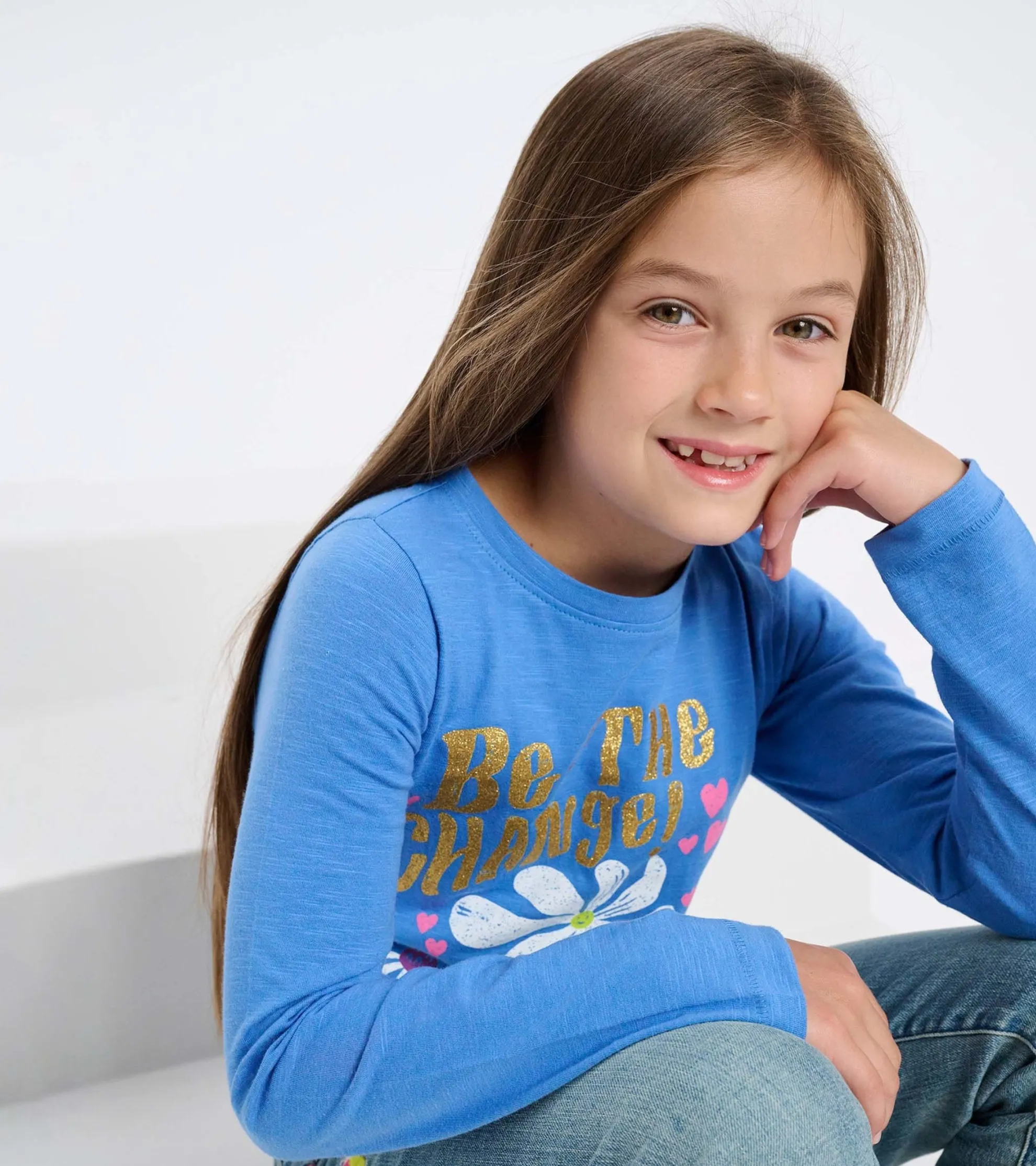 Clearance Girls Be The Change Long Sleeve T-Shirt Tops