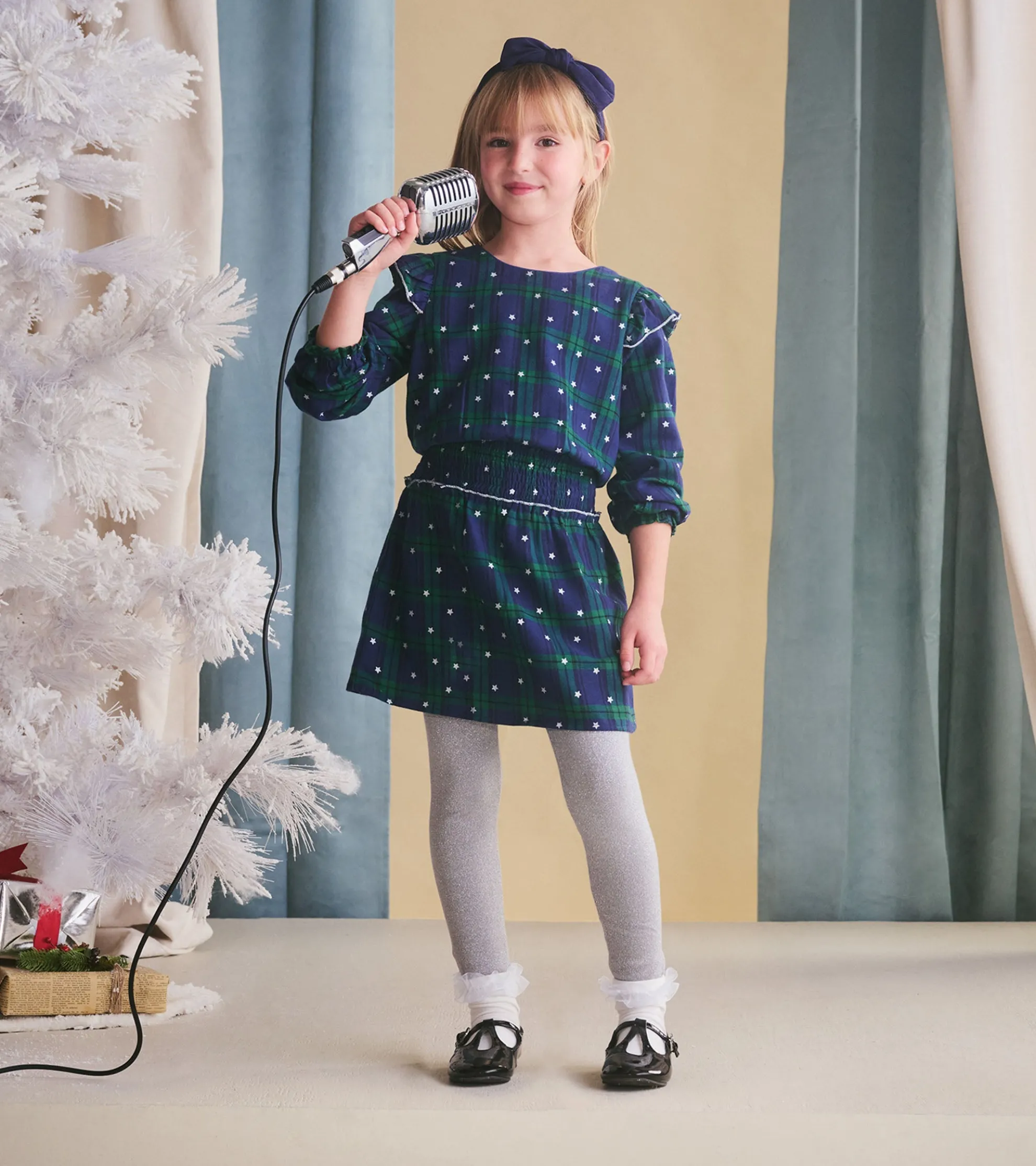 Outlet Girls Blackwatch Plaid Smocked Waist Dress Dresses