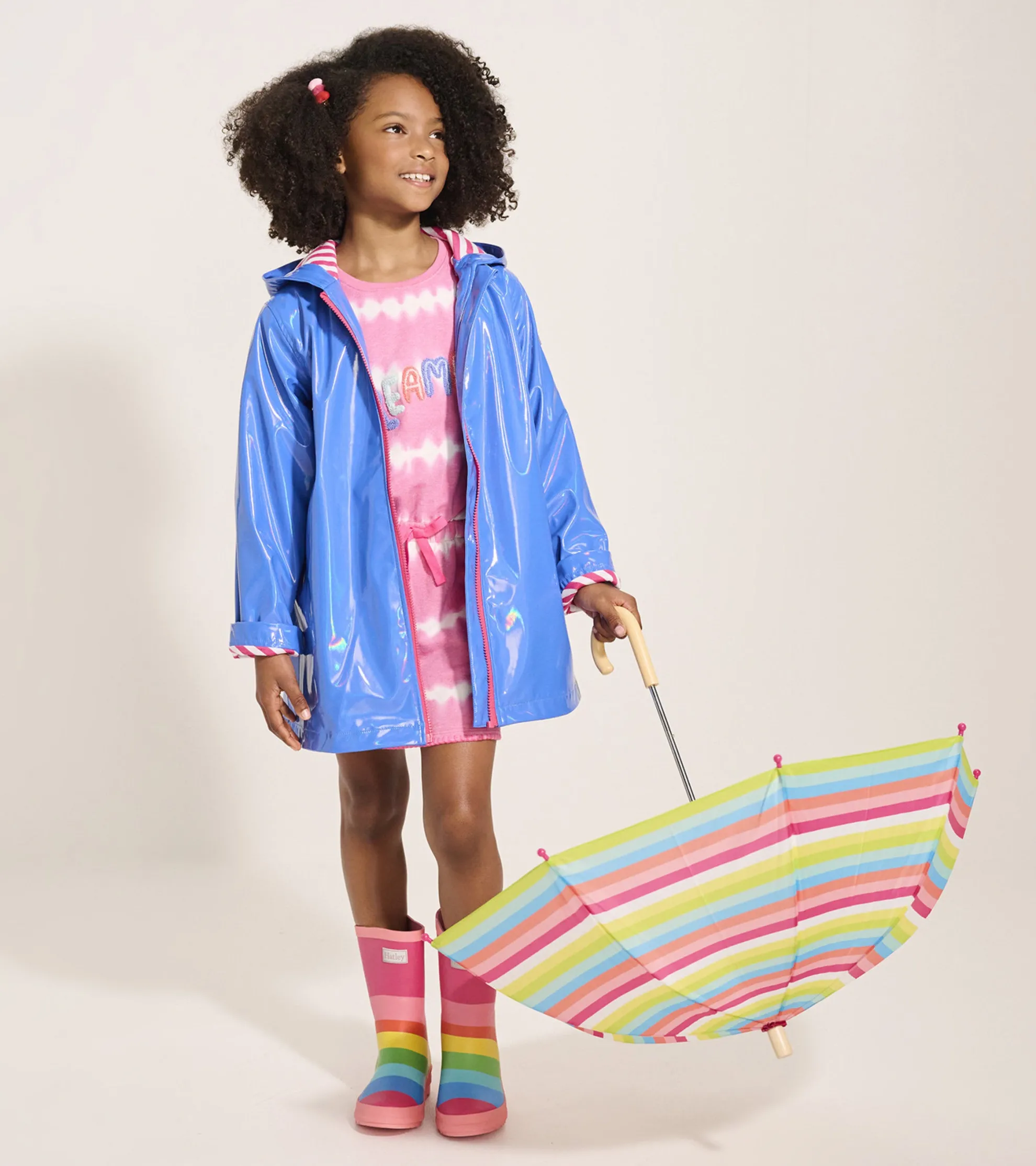 Online Girls Blue Glitter Swing Jacket Rainwear|Rainwear