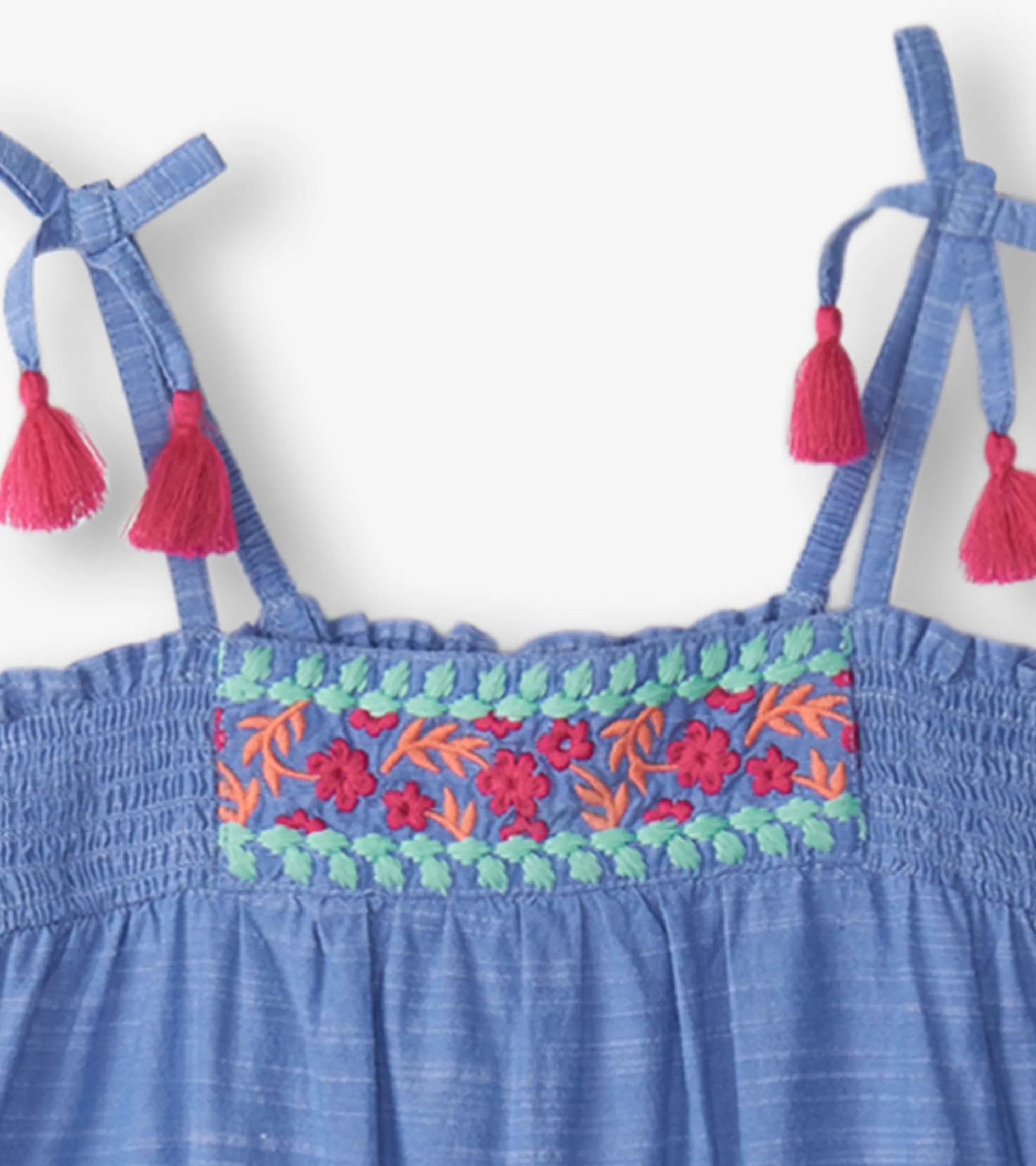 Hot Girls Chambray Smocked Jumpsuit Rompers