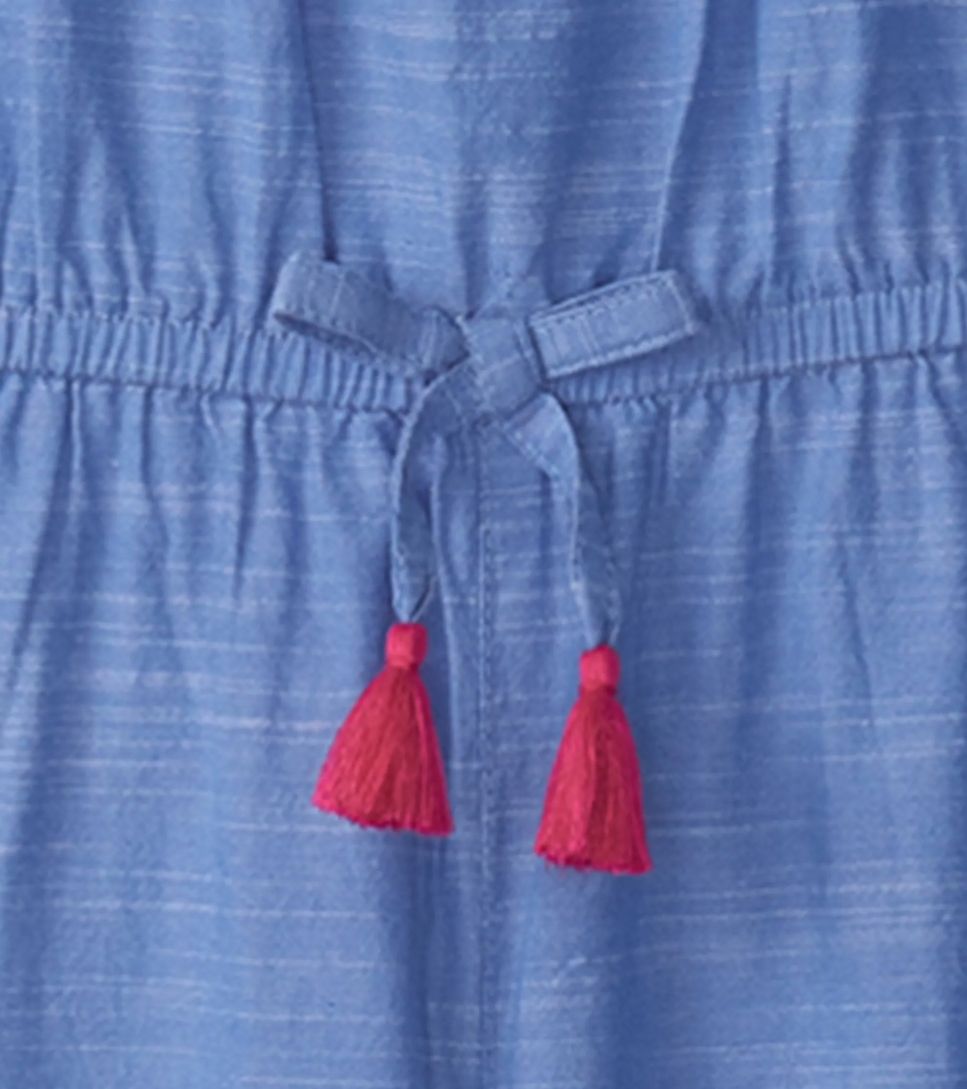 Hot Girls Chambray Smocked Jumpsuit Rompers