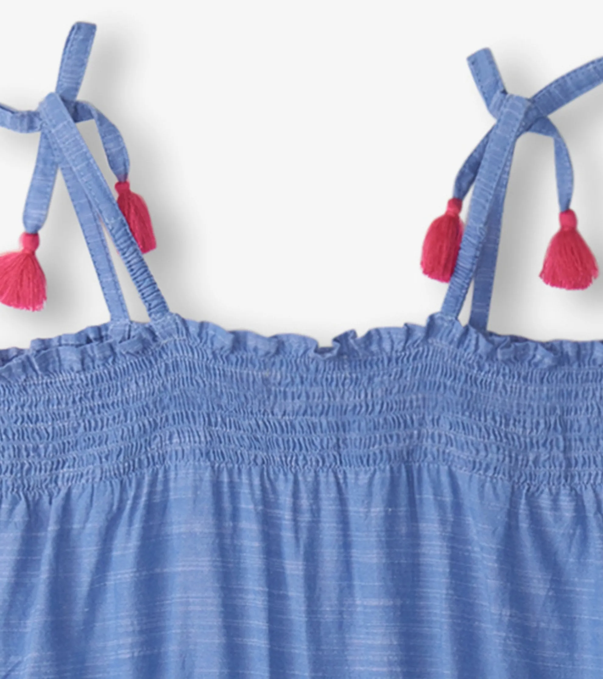 Hot Girls Chambray Smocked Jumpsuit Rompers