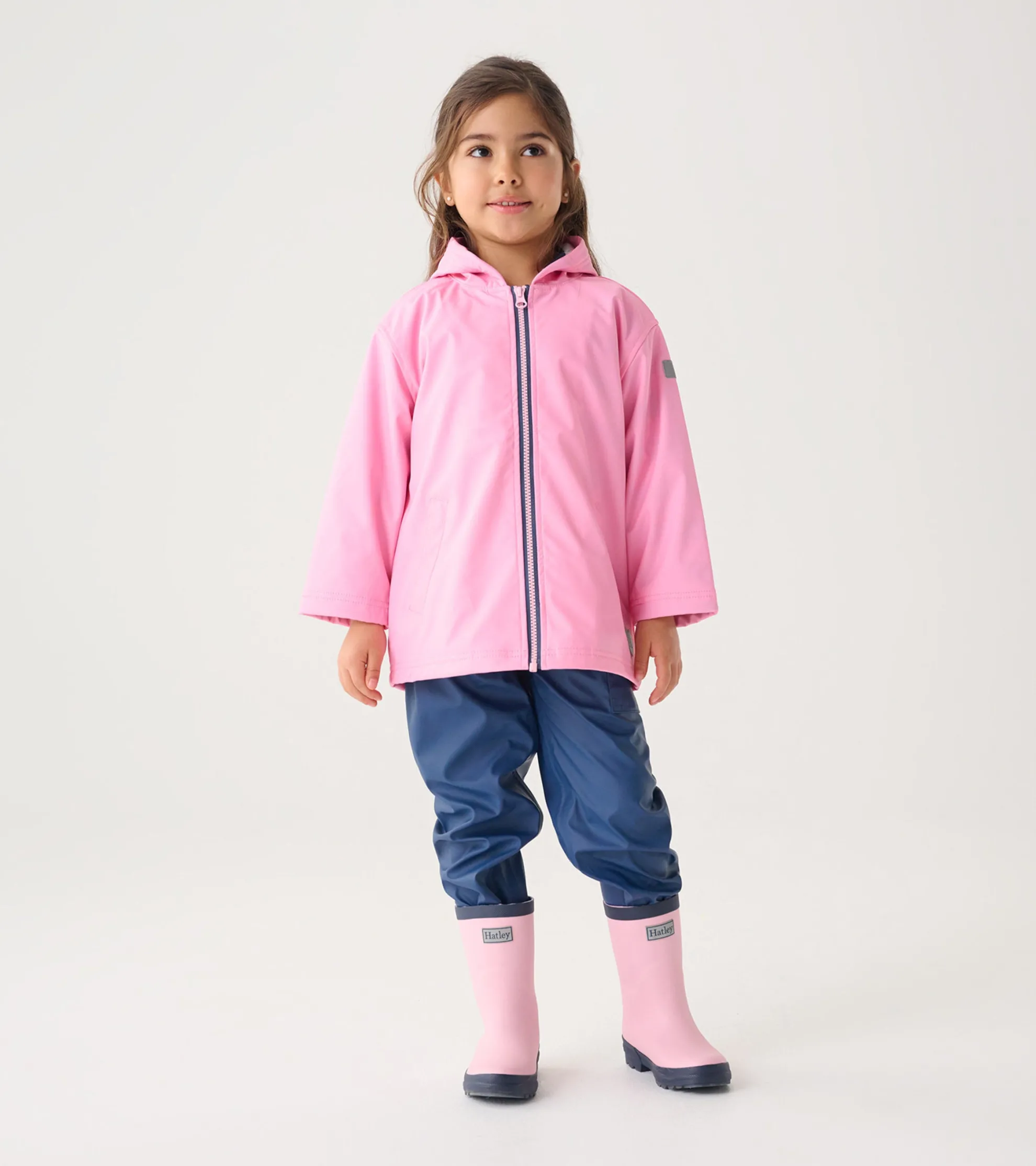 Outlet Girls Classic Pink Zip-Up Rain Jacket Rainwear|Rainwear