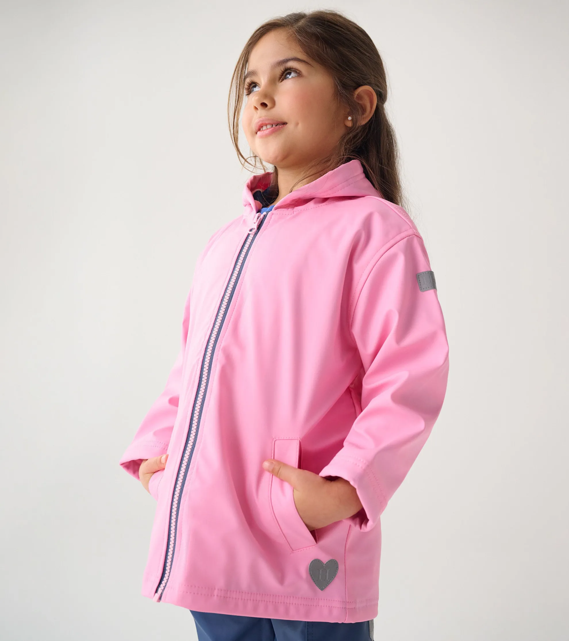 Outlet Girls Classic Pink Zip-Up Rain Jacket Rainwear|Rainwear