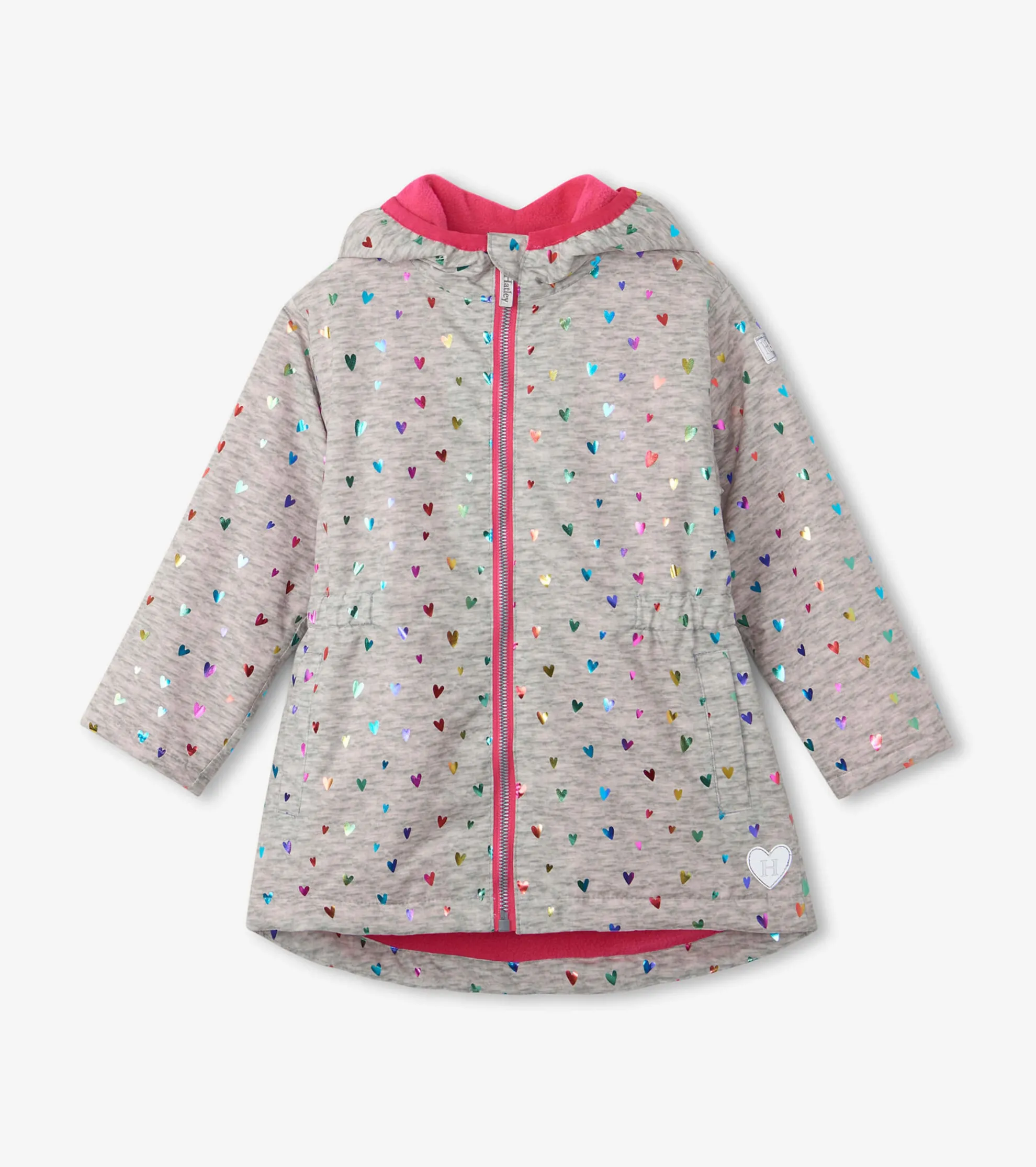 Outlet Girls Confetti Hearts Zip-Up Lightweight Rain Jacket Rainwear|Rainwear