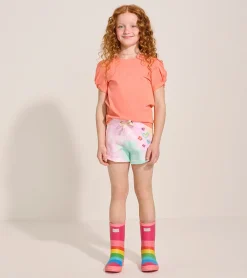 Outlet Girls Coral Twisted Sleeve Tee Tops