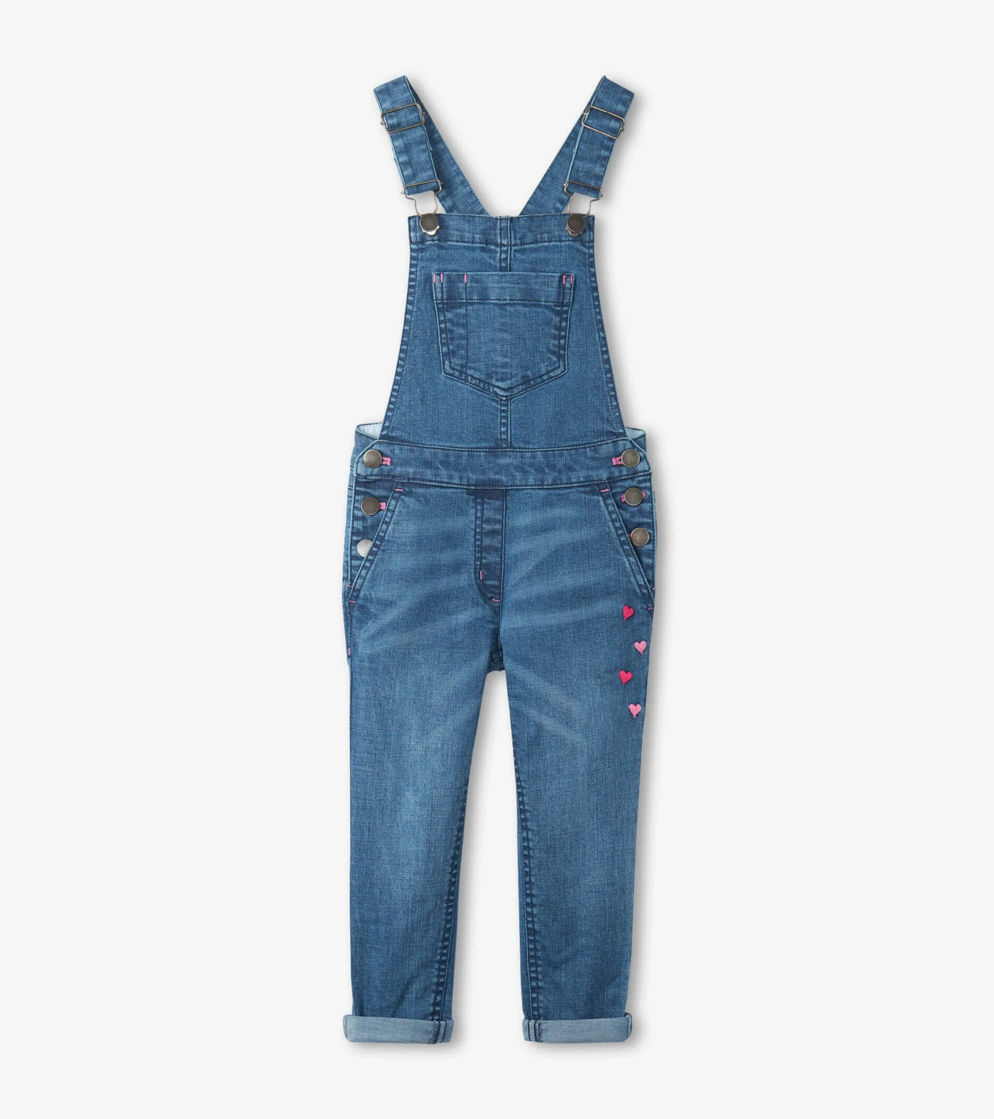 Discount Girls Denim Stretch Classic Overalls Bottoms