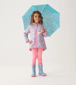 Girls Ditsy Floral Zip-Up Lightweight Rain Jacket Rainwear|Rainwear