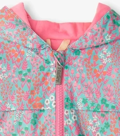 Girls Ditsy Floral Zip-Up Lightweight Rain Jacket Rainwear|Rainwear