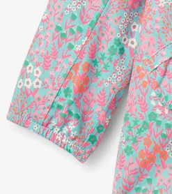 Girls Ditsy Floral Zip-Up Lightweight Rain Jacket Rainwear|Rainwear