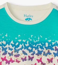 Online Girls Falling Butterflies Long Sleeve Graphic Tee Tops