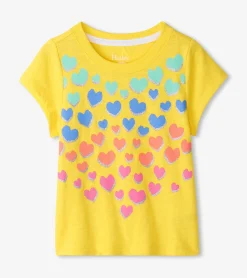 Online Girls Falling Hearts Graphic Tee Tops