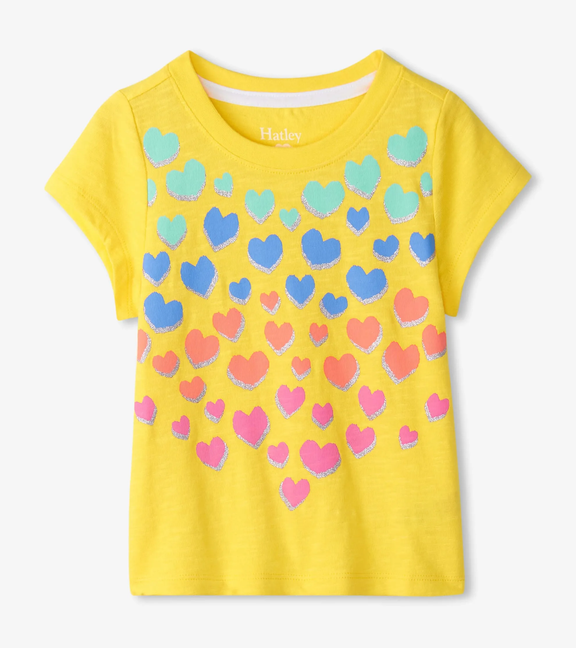 Online Girls Falling Hearts Graphic Tee Tops