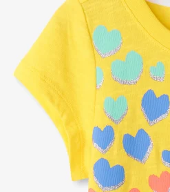 Online Girls Falling Hearts Graphic Tee Tops