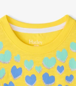 Online Girls Falling Hearts Graphic Tee Tops