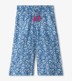 Hot Girls Floral Shibori Cropped Culottes Bottoms