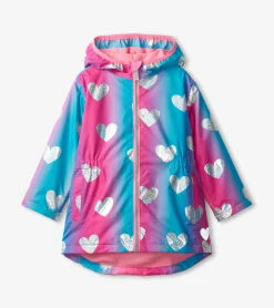 Hot Girls Fun Hearts Zip-Up Lightweight Rain Jacket Rainwear|Rainwear